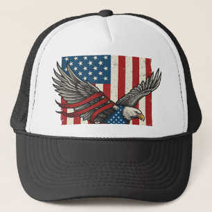 Gorra De Camionero Camiseta Patriótica Vector Bandera Águila Vintage_