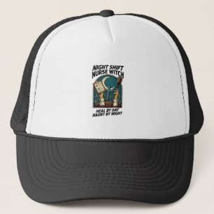 Gorra De Camionero Camiseta Retro de Bruja Enfermera del Turno Noctur