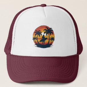 Gorra De Camionero Camiseta Retro Surfing - Vintage Sunset Beach D