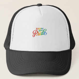 Gorra De Camionero Camiseta Tipografía Arcoíris Vintage Orgullo Feliz