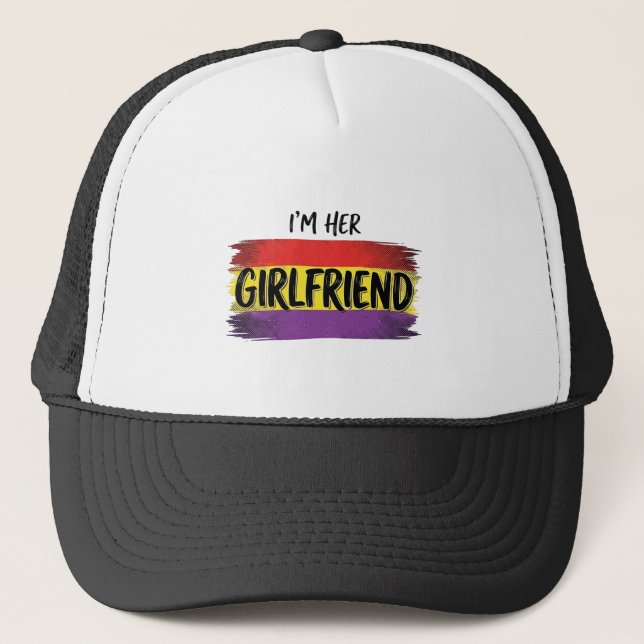 Gorra De Camionero Camiseta Vector Orgullo Arcoíris Soy Su Novia (Anverso)