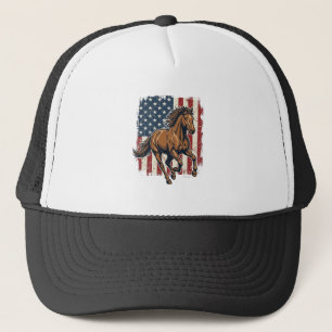 Gorra De Camionero Camiseta Vectorial de Bandera de Caballo Patriótic