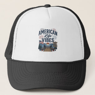 Gorra De Camionero Camiseta Vectorial de Lago Patriótico Vibraciones 