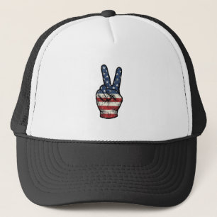 Gorra De Camionero Camiseta vectorial de mano de paz patriótica vinta