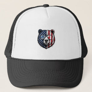 Gorra De Camionero Camiseta vectorial vintage de gafas de oso patriót