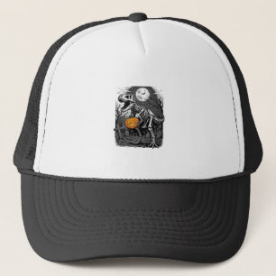 Gorra De Camionero Camiseta Vintage de Calabaza de Esqueleto de Dinos