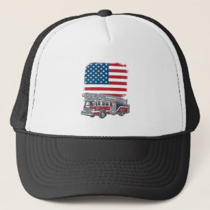 Gorra De Camionero Camiseta Vintage de Camión de Bomberos Patriótica