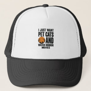 Gorra De Camionero Camiseta vintage de Halloween de terror de gatos d