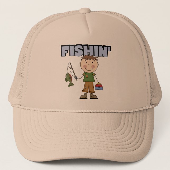 Gorra De Camionero Camisetas y regalos del muchacho de Fishin (Anverso)