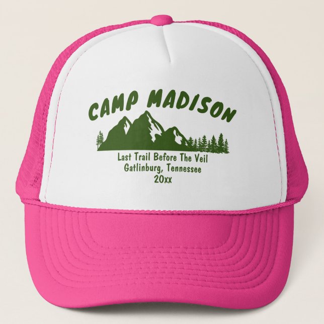 Gorra De Camionero Campamento Bachelorette Party Mountain Camping Sen (Anverso)