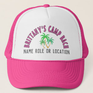 Gorra De Camionero Campamento tropical personalizado Bach Palm Trees