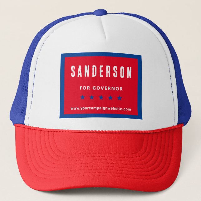 Gorra De Camionero Campaña electoral política Nombre rojo azul blanco (Anverso)