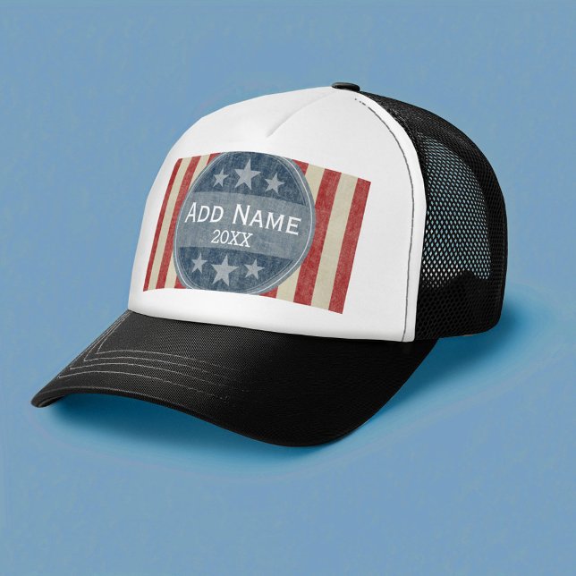 Gorra De Camionero Campaña política - estrellas y rayas antiguas (Custom Political Campaign Trucker Hat)