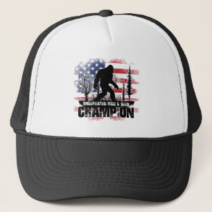 Gorra De Camionero Campeón de Bigfoot Escondite y Busca Bandera Ameri