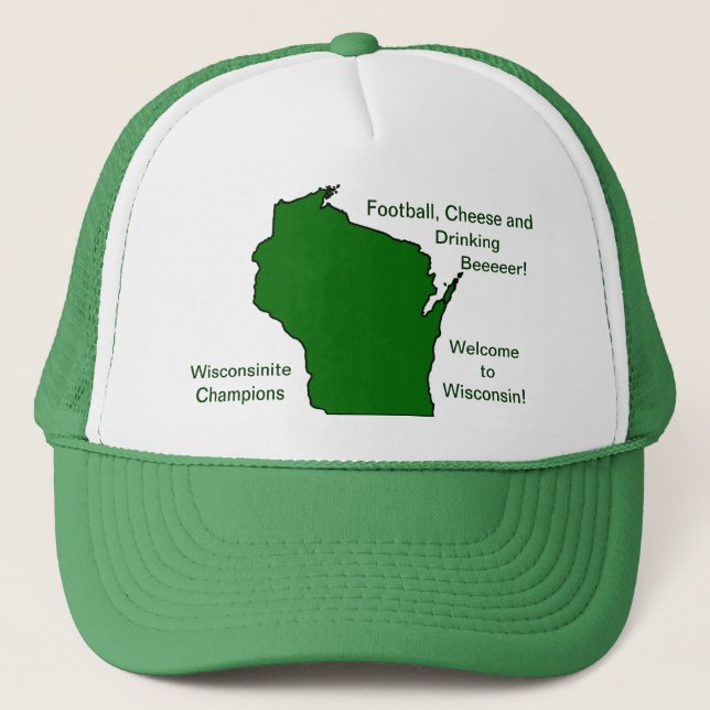 Gorra De Camionero Campeón de Wisconsin en fútbol, queso y cerveza (Anverso)