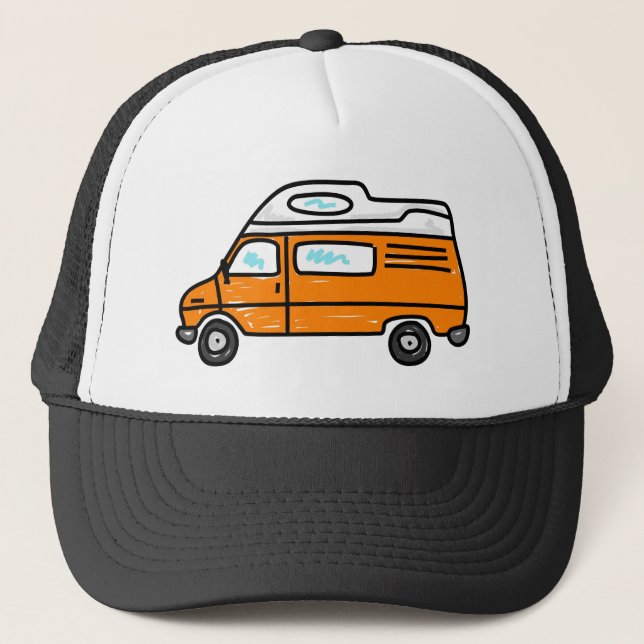 Gorra De Camionero Campervan anaranjado (Anverso)