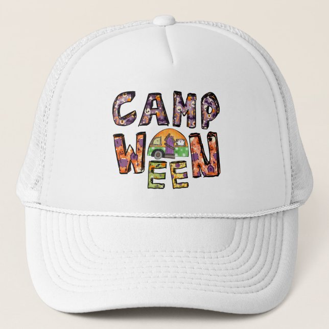 Gorra De Camionero Camping de Halloween | Pun de Word (Anverso)