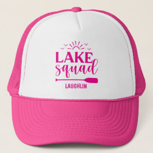 Gorra De Camionero Camping de vacaciones de personalizado Lake Squad