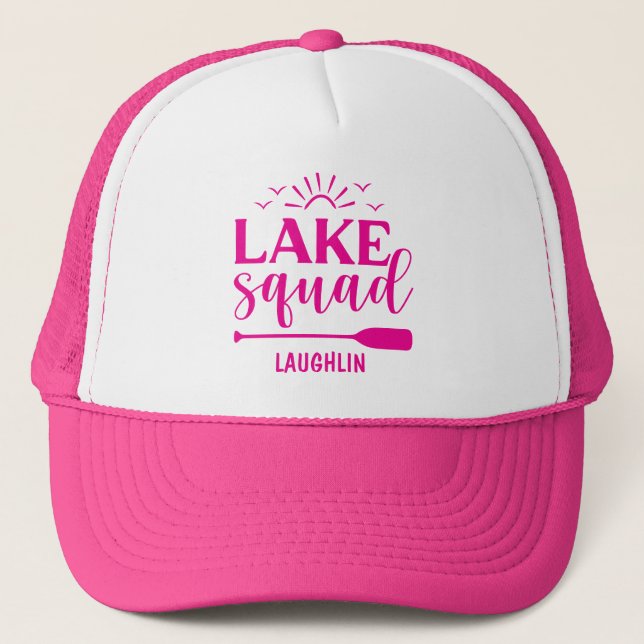 Gorra De Camionero Camping de vacaciones de personalizado Lake Squad  (Anverso)