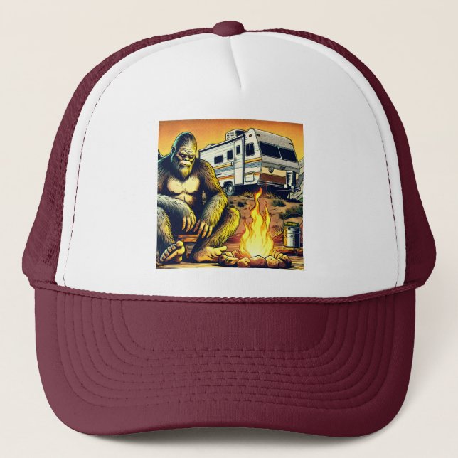 Gorra De Camionero Camping Retro RV Sasquatch (Anverso)