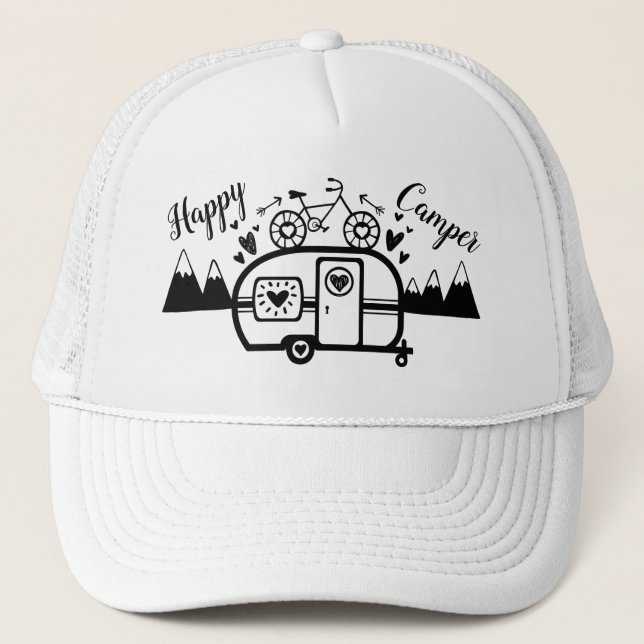 Gorra De Camionero Campista contento que acampa rústico de encargo rv (Anverso)