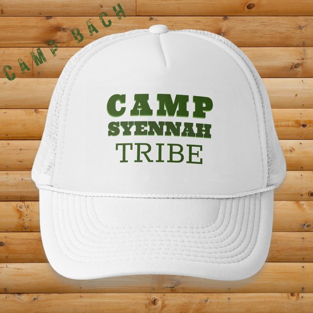 Gorra De Camionero Campo Bachelorette Green personalizado (Bold retro type in classic camp green. Add your custom text.)