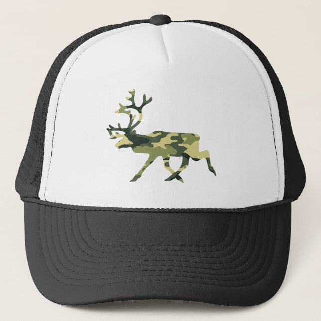 Gorra De Camionero Camuflaje de bosques de renos/caribú/camo (Anverso)