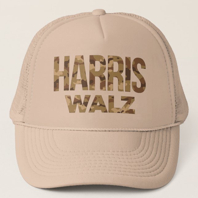 Gorra De Camionero Camuflaje de papá medio oeste Harris Walz (Anverso)