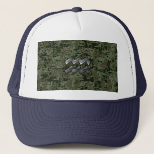 Gorra De Camionero Camuflaje digital verde del Rótulo Aquarius Zodiac