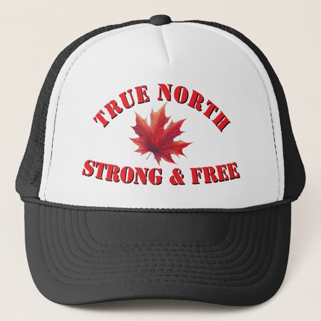 Gorra De Camionero Canadá Verdadero Fuerte Norte y Libre Hoja de Arce (Anverso)