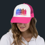 Gorra De Camionero Canal House Pink Amsterdam Holanda Viaje Holandés<br><div class="desc">Muestra tu amor por Holanda con este dulce y caprichoso Ámsterdam casa arte patrón. ¡Hace un gran regalo de cumpleaños! Puede personalizar y agregar o cambiar el texto también. Revisa mi tienda por muchos más colores y patrones! Y más artículos a juego como totes,  té,  pegatinas y tazas.</div>
