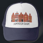 Gorra De Camionero Canal House Row Amsterdam Holanda Viaje Holandés<br><div class="desc">Muestra tu amor por Holanda con este dulce y caprichoso Ámsterdam casa arte patrón. ¡Hace un gran regalo de cumpleaños! Puede personalizar y agregar o cambiar el texto también. Revisa mi tienda por muchos más colores y patrones! Y más artículos a juego como totes,  té,  pegatinas y tazas.</div>