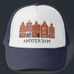 Gorra De Camionero Canal House Row Amsterdam Holanda Viaje Holandés<br><div class="desc">Muestra tu amor por Holanda con este dulce y caprichoso Ámsterdam casa arte patrón. ¡Hace un gran regalo de cumpleaños! Puede personalizar y agregar o cambiar el texto también. Revisa mi tienda por muchos más colores y patrones! Y más artículos a juego como totes,  té,  pegatinas y tazas.</div>