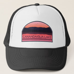 Gorra De Camionero Canandaigua Lago New York Red Sunrise