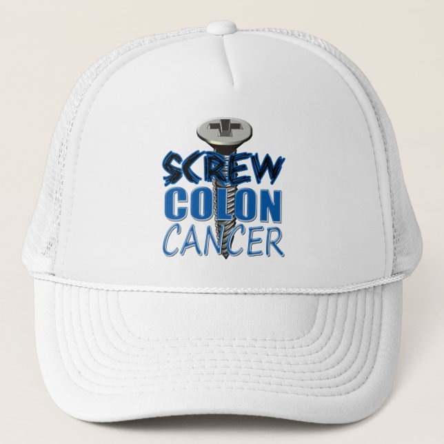 Gorra De Camionero Cáncer de colon del tornillo (Anverso)