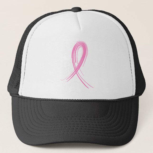 Gorra De Camionero Cáncer de pecho rosado de la cinta 2 (Anverso)