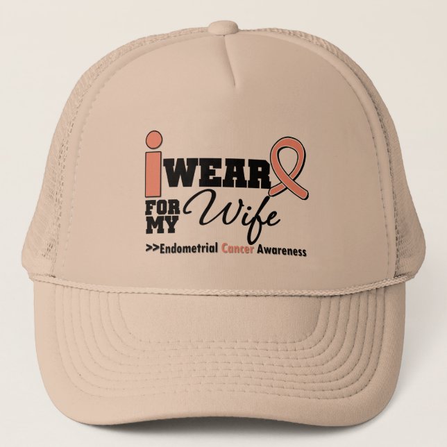 Gorra De Camionero Cáncer endometrial Yo Uso Cinta De Peach Para Mi M (Anverso)