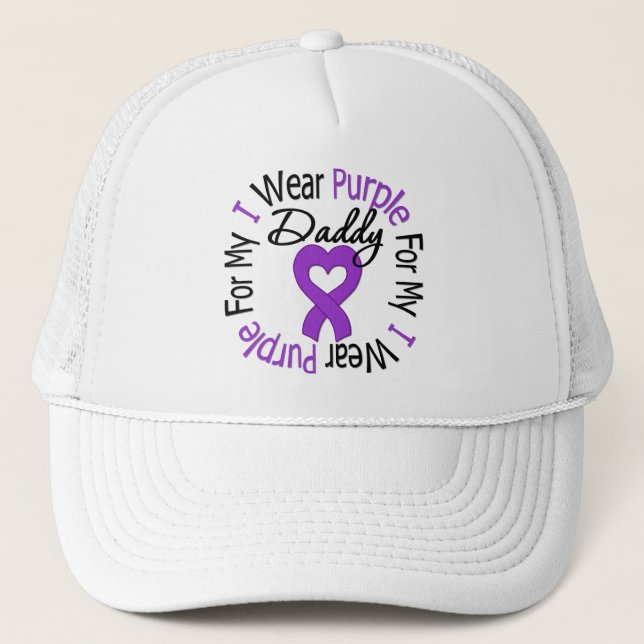 Gorra De Camionero Cáncer Pancreático Que Uso Púrpura Para Mi Papá (Anverso)