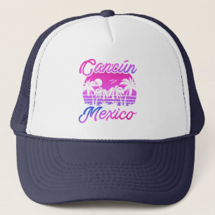Gorra De Camionero Cancun México Palm Trees Retro Viajes Souvenirs