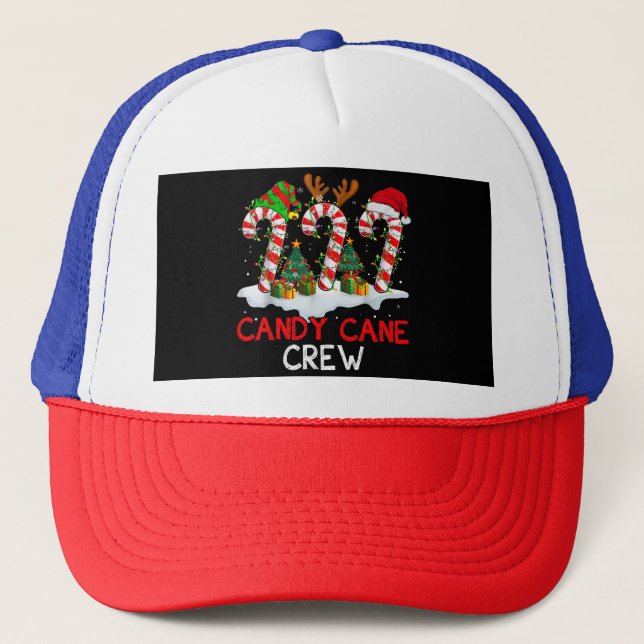 Gorra De Camionero Candy Cane Crew Navidades Santa Elf Reindeer X-mas (Anverso)