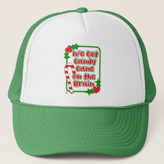 Gorra De Camionero Candy Cane sobre Navidades cerebrales lemas gracio (Anverso)