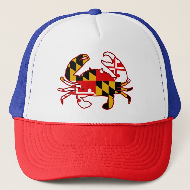 Gorra De Camionero Cangrejo con bandera de Maryland (Anverso)