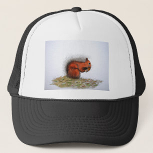 Gorra De Camionero Cañón de pino de la ardilla roja