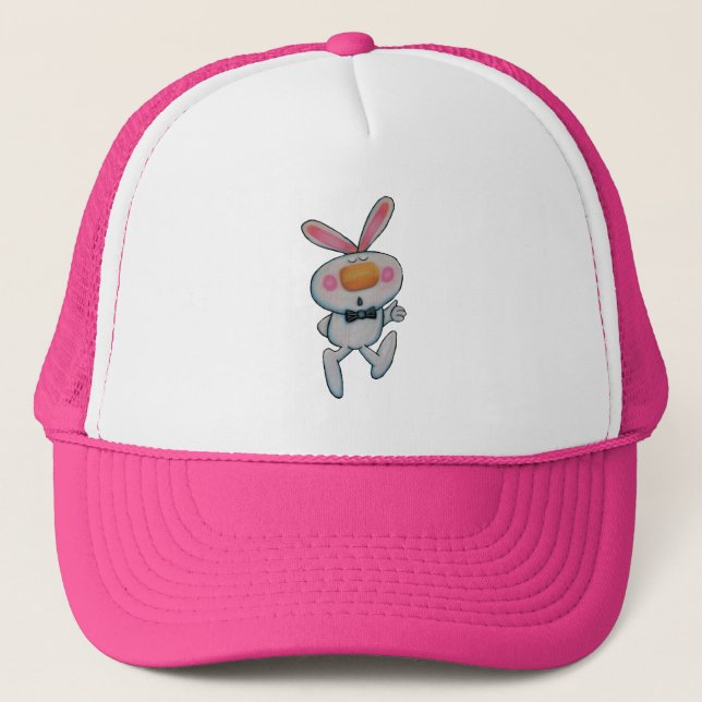 Gorra De Camionero Canto de conejo blanco lindo arriba Rótulo de amar (Anverso)