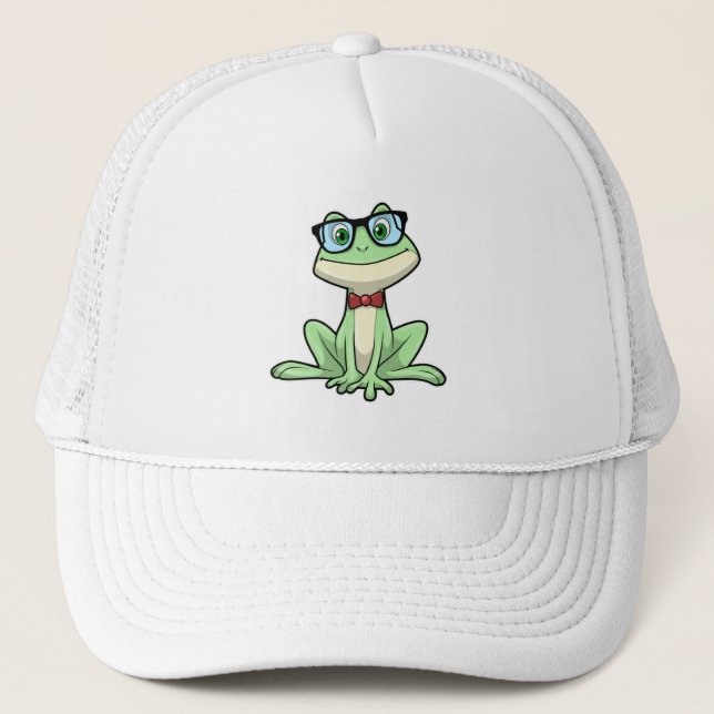 Gorra De Camionero Canto de lentes de vidrio de nerd de rana (Anverso)