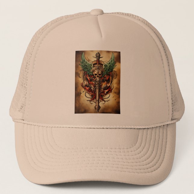 Gorra De Camionero Cap con diseño antiguo de lobo (Anverso)