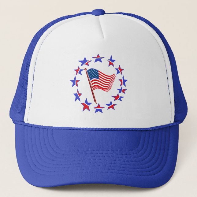 Gorra De Camionero Cap patriótico de la bandera azul de los Estados U (Anverso)