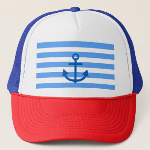 Gorra De Camionero Capitán, Ancla y Blanco Azul