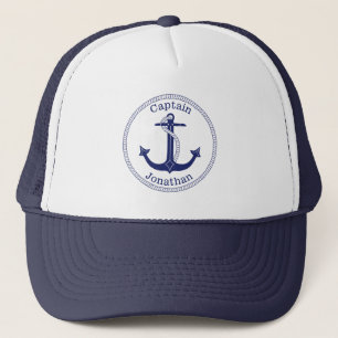 Gorra De Camionero Capitán de Ancla Azul Náutico Personalizado