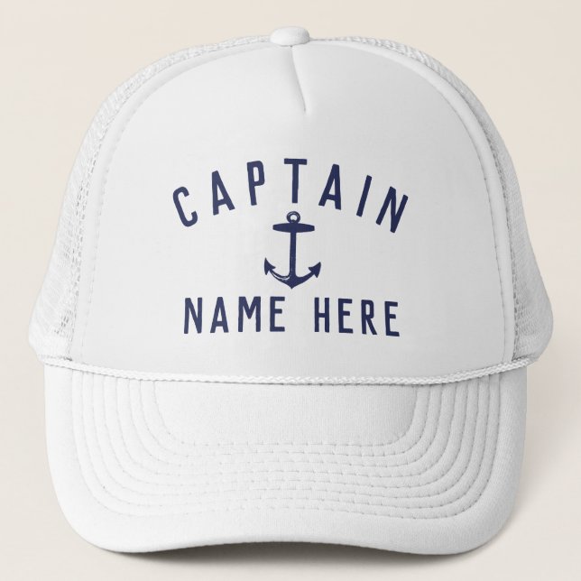 Gorra De Camionero Capitán de barco moderno nombre Nautical Anchor Na (Anverso)